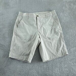 Eddie Bauer Mens Beige Flat-Front Shorts Size 32 Nylon/Spandex 5772